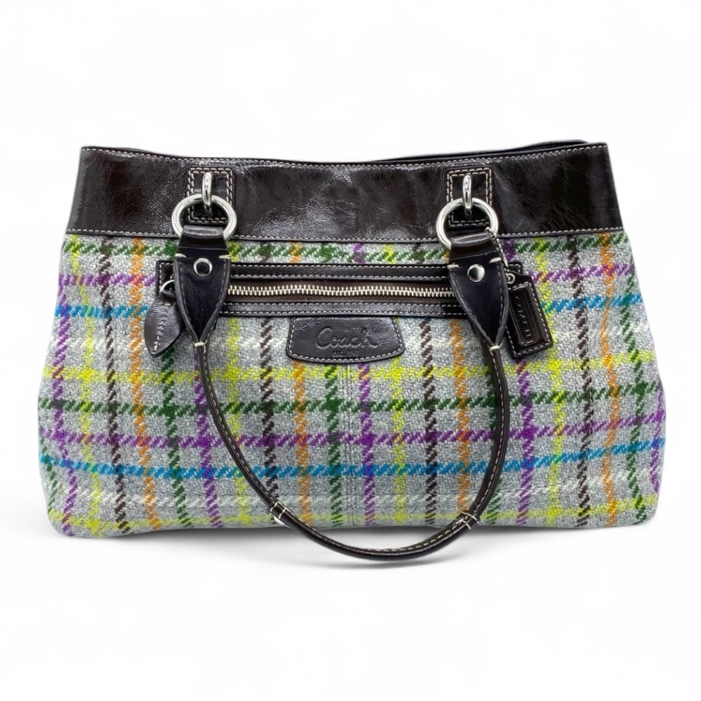 Coach Penelope Tweed Tattersal Check Shopper Handbag